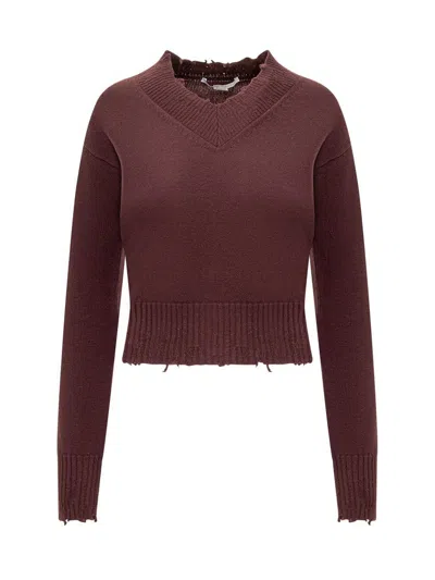 Stella Mccartney V-neck Distressed Jumper In Red
