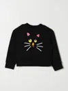 Stella Mccartney Black Sweatshirt For Girl With Cat Print In Black