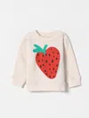 Stella Mccartney Ivory Sweatshirt For Baby Girl With Strawberry In White