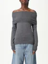 Stella Mccartney Off-the-shoulder Virgin Wool Sweater In Gray