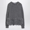 Stella Mccartney Feather Peplum Knitted Wool Sweater In Grey