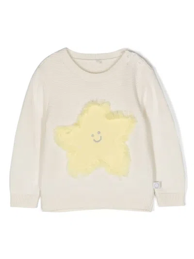 Stella Mccartney Babies' Ivory Sweater For Kids With Embroidered Star