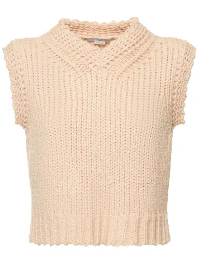 Stella Mccartney Sweater Without Sleeves With Elegant Collar In Neutral