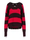Stella Mccartney Striped V Neck Knitwear With Distressed Detailing