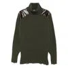 Stella Mccartney Panelled Frayed-hem Sweater In Green