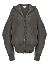 Stella Mccartney Hooded Ribbed Recycled-cashmere And Wool-blend Cardigan In Gray