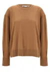 Stella Mccartney Ribbed Crew Neck Knitwear With Button Detail In New Camel