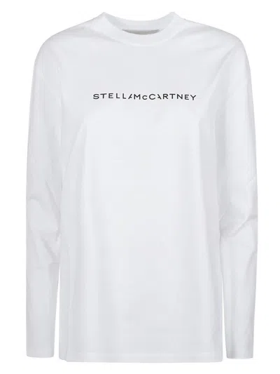 Stella Mccartney Brushed Cotton Crew Neck Sweatshirt With Printed Logo In White