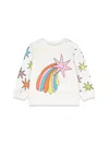 Stella Mccartney White Sweatshirt With Luminous Stars In Ivory