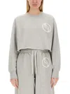 Stella Mccartney Cropped Fit Sweatshirt With Raw-cut Hem And Logo Patch