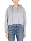 Stella Mccartney Stella 2001 Print Jersey Crop Hoodie In Grey
