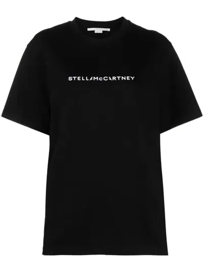 Stella Mccartney Crystal-logo Cotton T-shirt In Black