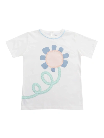 Stella Mccartney Kids' T-shirt Bianca Con Fiore In White