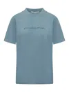 Stella Mccartney Open-necked Black Shirt In Mineral Blue