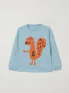 Stella Mccartney Light Blue T-shirt For Boy With Squirrel In Blue