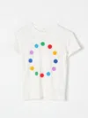 Stella Mccartney White T-shirt For Girl With Logo And Polka Dots In Ivory