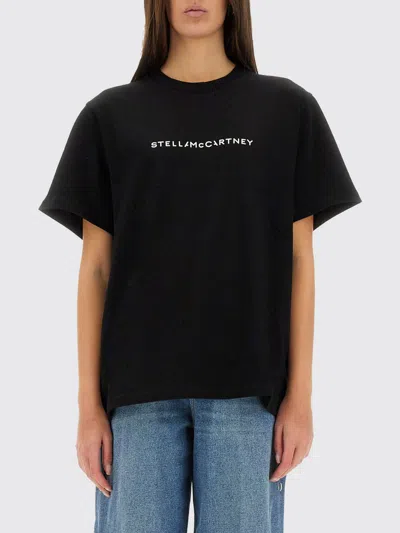 Stella Mccartney Logo Oversized Cotton T-shirt In Black