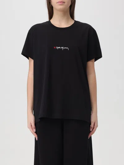 Stella Mccartney Stella Mc Cartney T Shirt With Embroidered Signature In Black