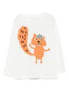 Stella Mccartney Squirrel-print Long-sleeve Top In White