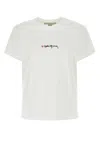 Stella Mccartney White Crewneck T-shirt With Embroidered Logo At The Front In Cotton Woman In White