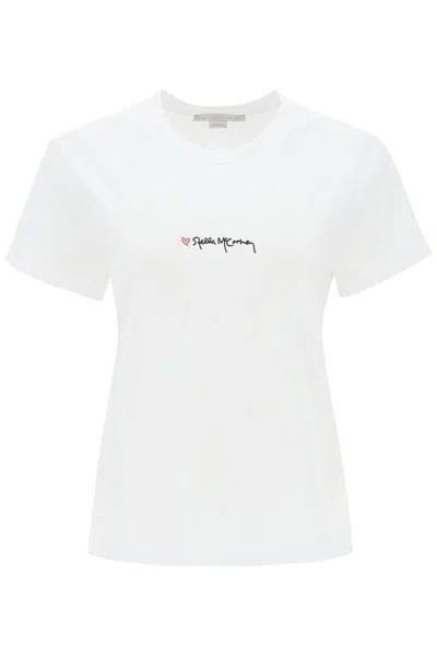 Stella Mccartney T-shirt With Embroidered Signature In Nero