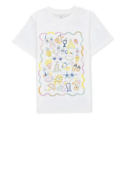 Stella Mccartney Kids' Beach-print Cotton T-shirt In White