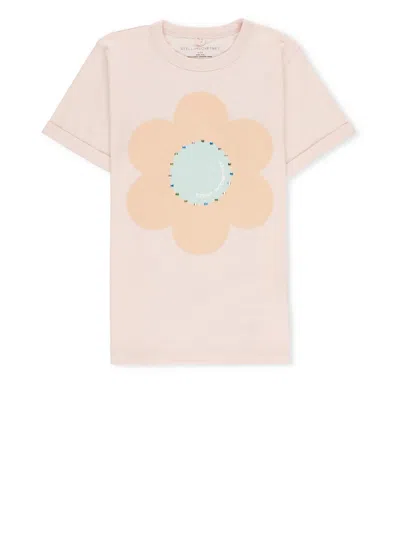 Stella Mccartney Kids' Flower-print Cotton T-shirt In Pink