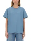 Stella Mccartney Open-necked Black Shirt In Mineral Blue