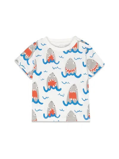 Stella Mccartney Babies' All-over Shark-print T-shirt In Multicoloured