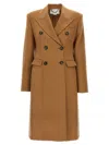 Stella Mccartney Wool Coat With Back Vent And Double-breasted Front In Brown
