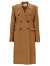 Stella Mccartney Wool Coat With Back Vent And Double-breasted Front In Brown