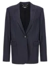 Stella Mccartney Tailored Grey Wool Flannel Blazer In Blue