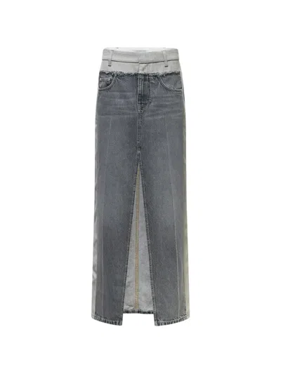 Stella Mccartney Tailoring Mixed Midi Skirt In Blue