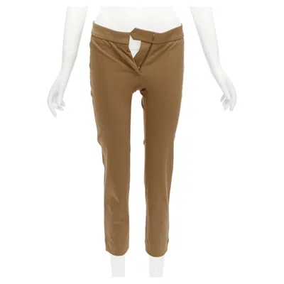 Pre-owned Stella Mccartney Tan Brown Cotton Blend Stretchy Cropped Pants It38 Xs