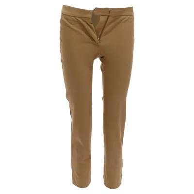 Stella Mccartney Tan Cotton Blend Stretchy Cropped Pants In Brown