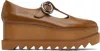 Stella Mccartney Tan Elyse T-bar Platform Mary Jane Derbys In 2002 Tan