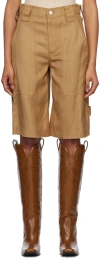 Stella Mccartney Tan Paneled Shorts In 2701 Caramel