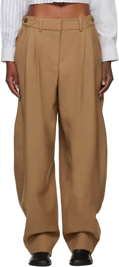 Stella Mccartney Tan Wide Leg Trousers In 2302 Tobacco