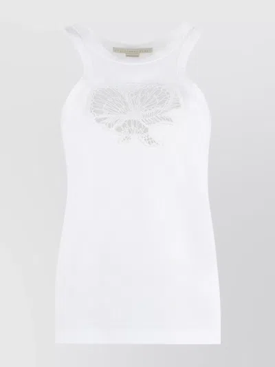 Stella Mccartney Tank Top With Embroidered Detail And Ribbed Texture In White