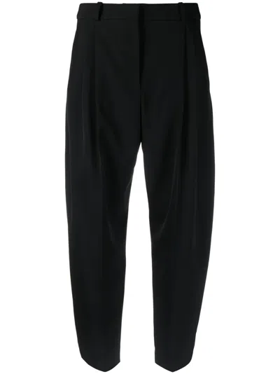 Stella Mccartney Tapered-leg Cropped Wool Trousers In Black
