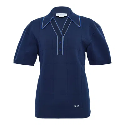 Stella Mccartney Technical Knit Polo In Blue