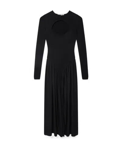 Stella Mccartney Technical Shiny Knit Dress In Black