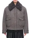 Stella Mccartney Teddy Wool Trimmed Zipped Jacket Unlined In Gray
