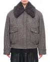 Stella Mccartney Teddy Wool Trimmed Zipped Jacket Unlined In Gray