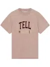 Stella Mccartney Womens Light Taupe Varsity Brand-embroidery Cotton-jersey T-shirt In Brown