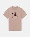 Stella Mccartney Womens Light Taupe Varsity Brand-embroidery Cotton-jersey T-shirt In Taupe Brown