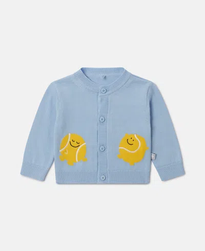 Stella Mccartney Kids' Tennis Ball Appliqué Cardigan In Blue