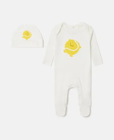 Stella Mccartney Tennis Ball Graphic Hat And Romper Set