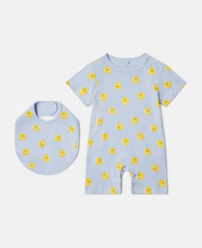 Stella Mccartney Tennis Ball Print Bib And Romper Set In Blue