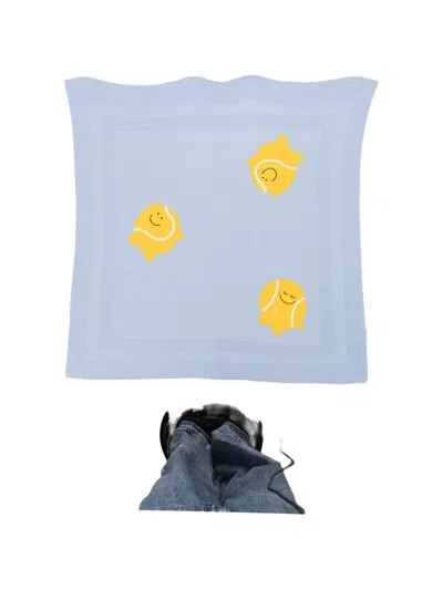 Stella Mccartney Tennis-embroidered Blanket In Blue